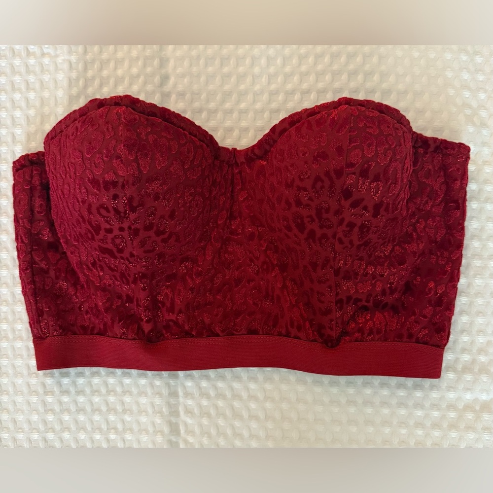 Michael Costello X Revolve Adjustable Bustier Red Leopard Print SZ SM